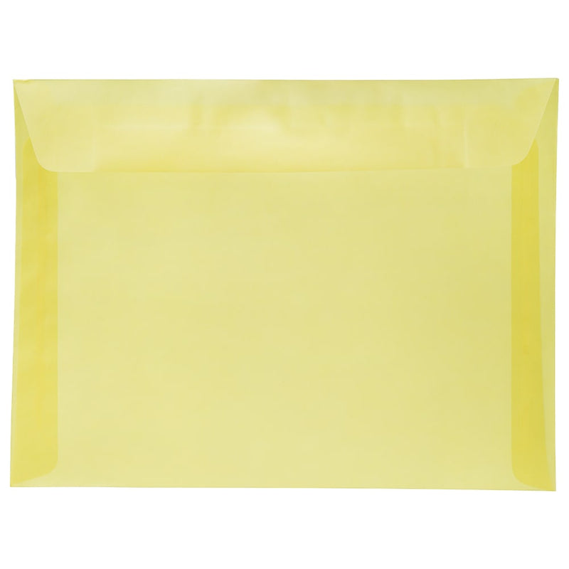 JAM Paper 9 x 12 Booklet Translucent Vellum Envelopes, Primary Yellow, 25/Pack (1592184)