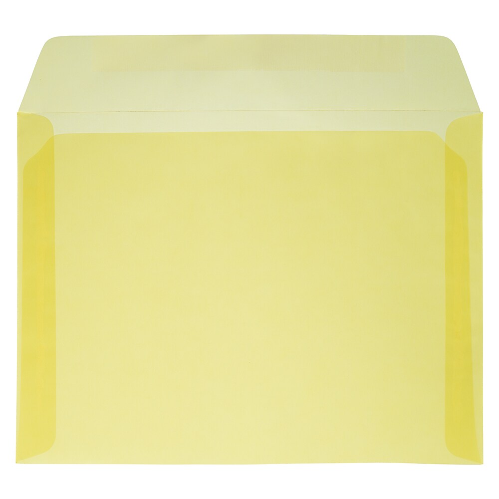 JAM Paper 9 x 12 Booklet Translucent Vellum Envelopes, Primary Yellow, 25/Pack (1592184)
