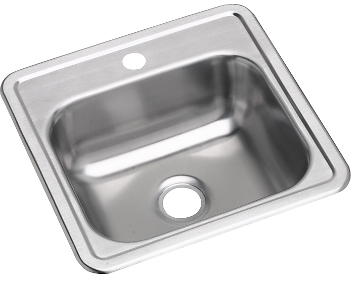 Elkay Dayton Stainless Steel 15" x 15" x 5-3/16", Single Bowl Top Mount Bar Sink, Satin (D115161)