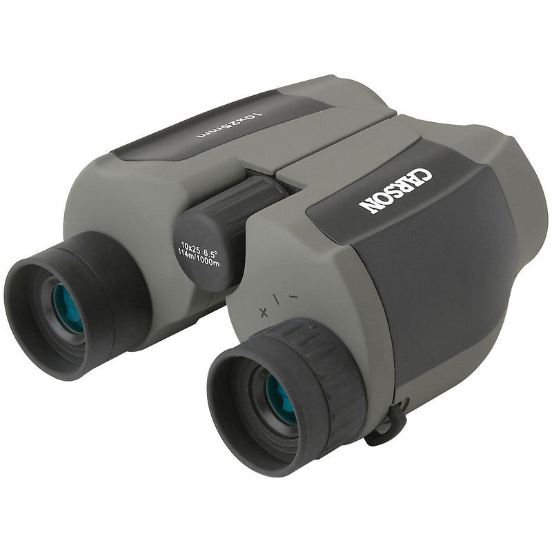 Carson Optical ScoutPlus 10x 25mm Compact Porro Prism Binoculars, Gray/Black (JD-025)