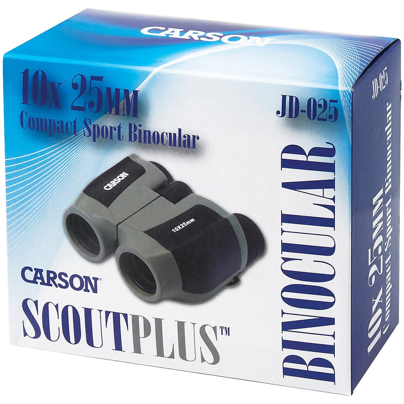 Carson Optical ScoutPlus 10x 25mm Compact Porro Prism Binoculars, Gray/Black (JD-025)