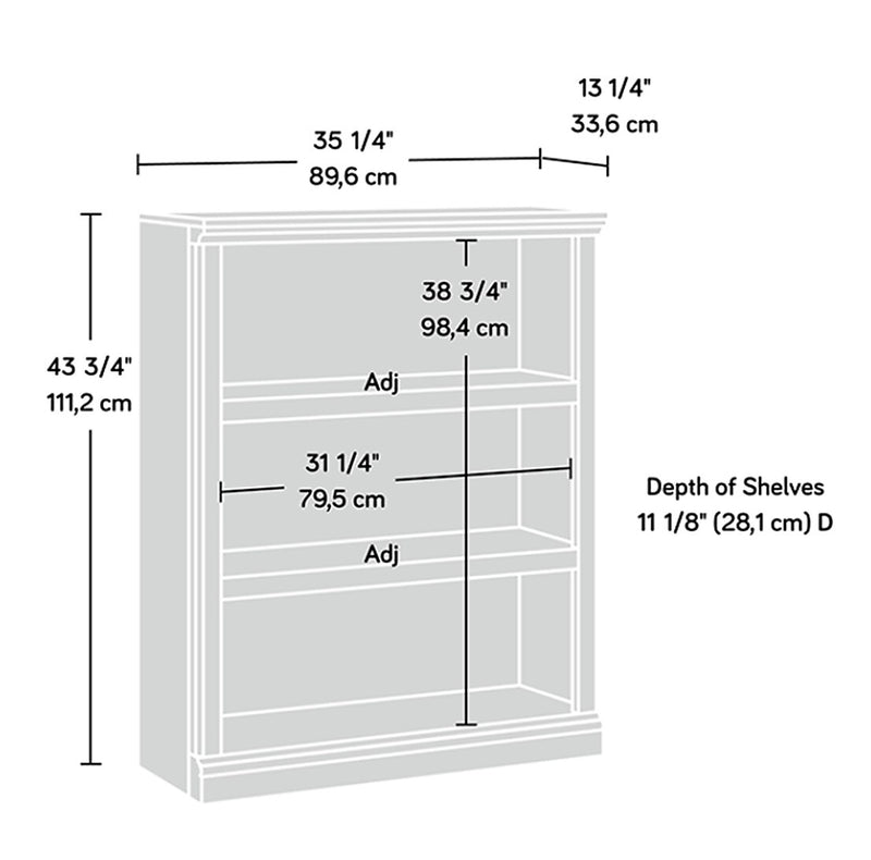 Sauder Select 44"H 3-Shelf Bookcase, Oiled Oak (410372)