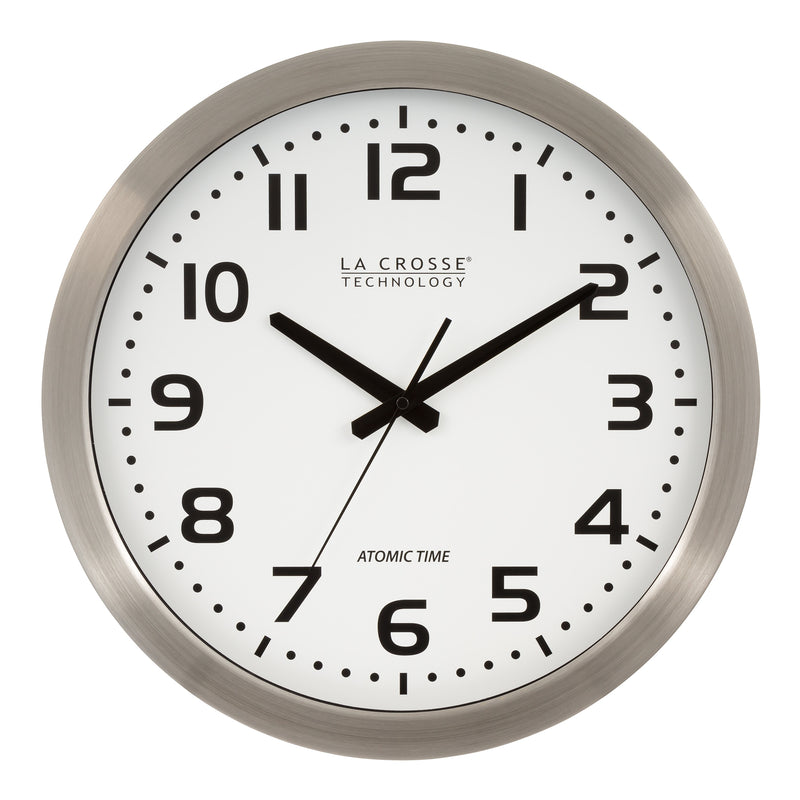 La Crosse Technology Atomic Wall Clock, Metal, 16" Dia. (WT-3161WH)