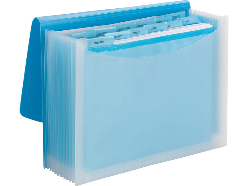 Smead Moisture Resistant Plastic Accordion File, 12-Pocket, Letter Size, Teal/Clear (70869)
