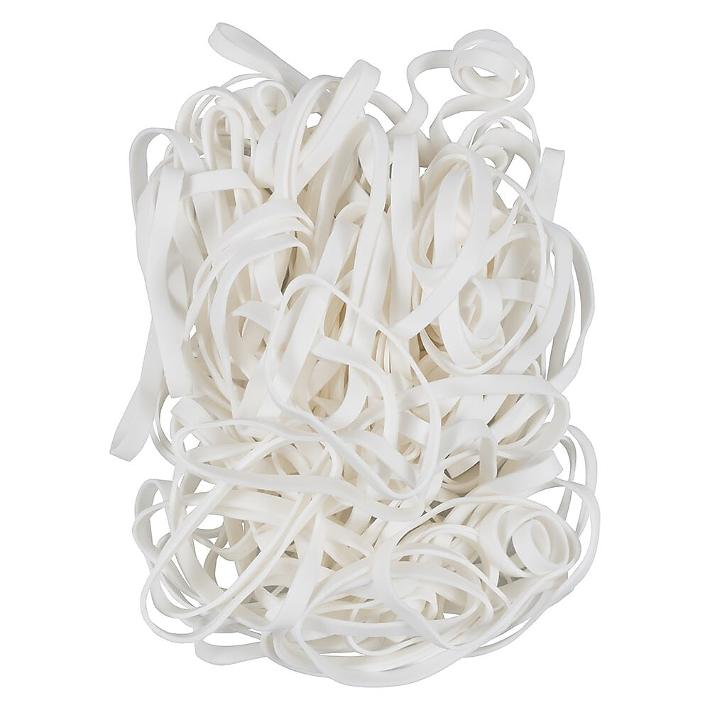 JAM Paper Colored Multi-Purpose #64 Rubber Bands, 3.5" x 0.25", Non-Latex, White, 100/Pack (33364RBWH)