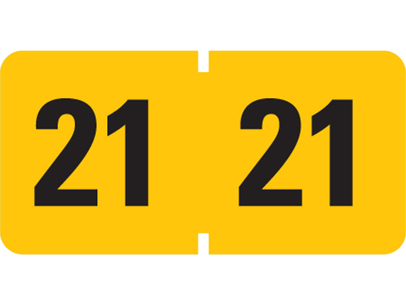 Smead ETYJ 2021 Color-Coded Year Label, 0.75” x 1.5", Black/Yellow, 500 Labels/Roll (68321)