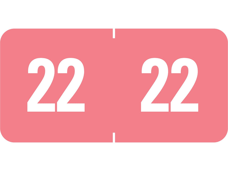 Smead ETS 2022 Color-Coded Year Label, 0.5” x 1", White/Pink, 25 Labels/Sheet, 10 Sheets/Pack, 250 Labels/Pack (67922)