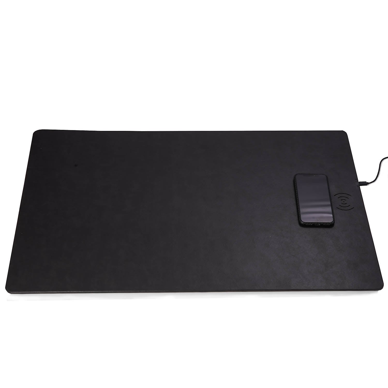 Bey-Berk Leather Wireless Charging Desk Pad, 18" x 28", Black (D400)