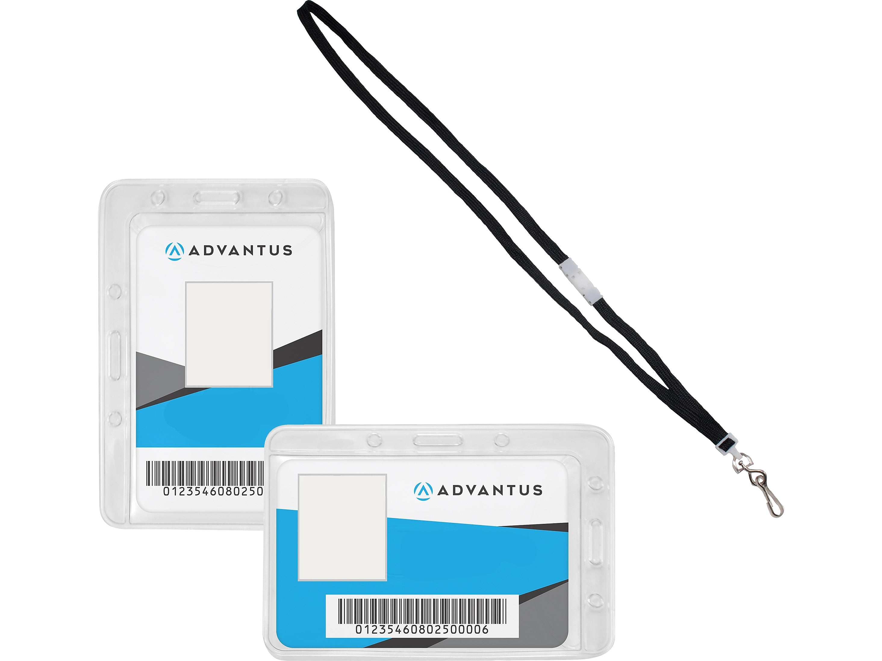 Advantus ID Badge Holder with Lanyard, Clear/Black, 20/Pack (75699)
