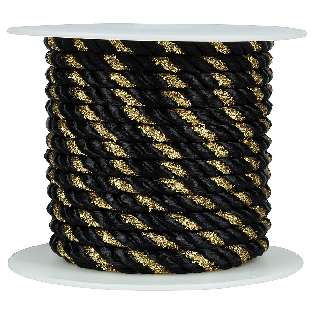 JAM Paper Decorative Rope Ribbon, Black with Gold (372rope)