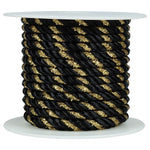 JAM Paper Decorative Rope Ribbon, Black with Gold (372rope)