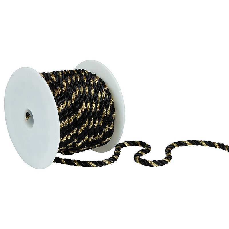 JAM Paper Decorative Rope Ribbon, Black with Gold (372rope)