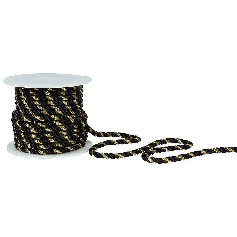 JAM Paper Decorative Rope Ribbon, Black with Gold (372rope)