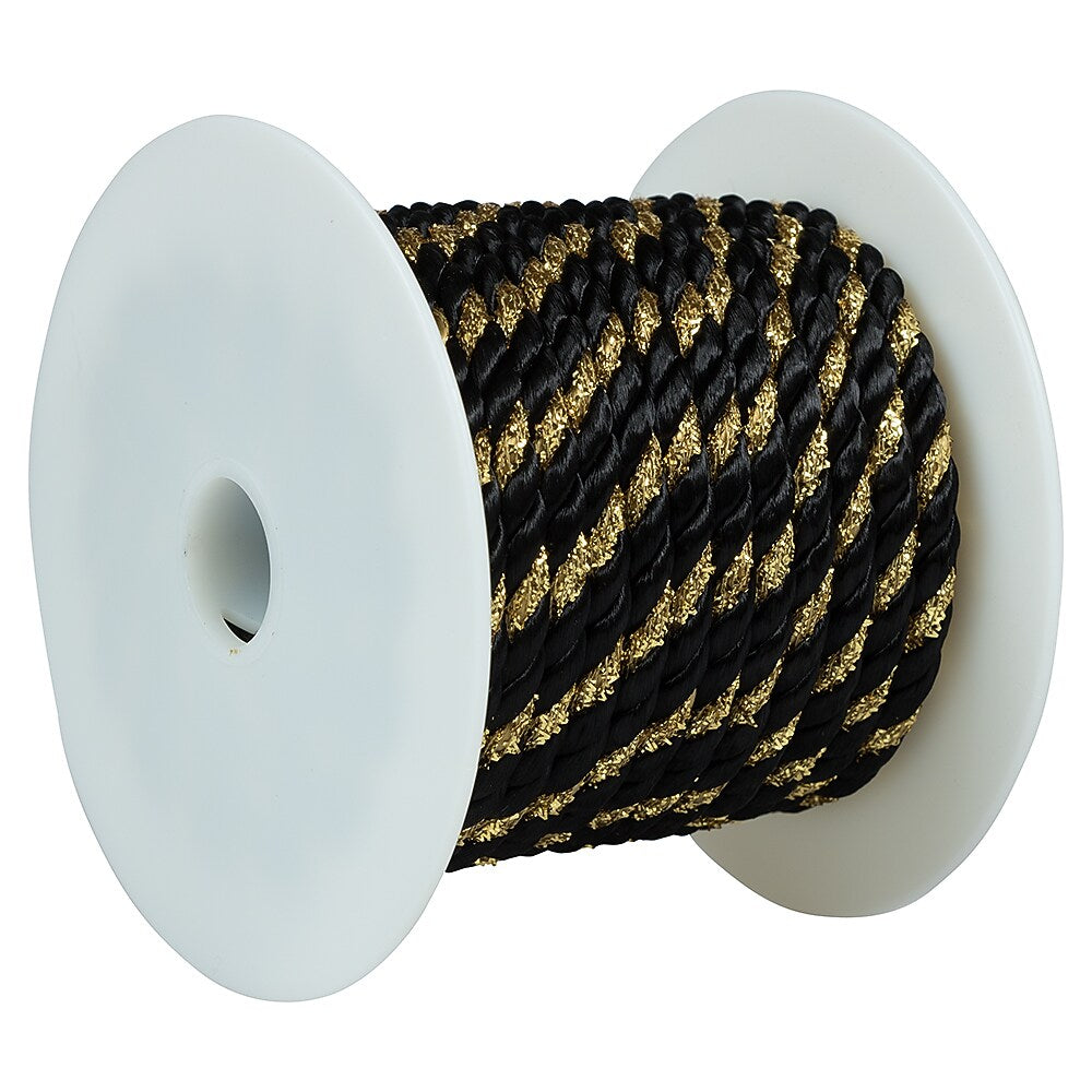 JAM Paper Decorative Rope Ribbon, Black with Gold (372rope)