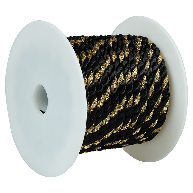 JAM Paper Decorative Rope Ribbon, Black with Gold (372rope)