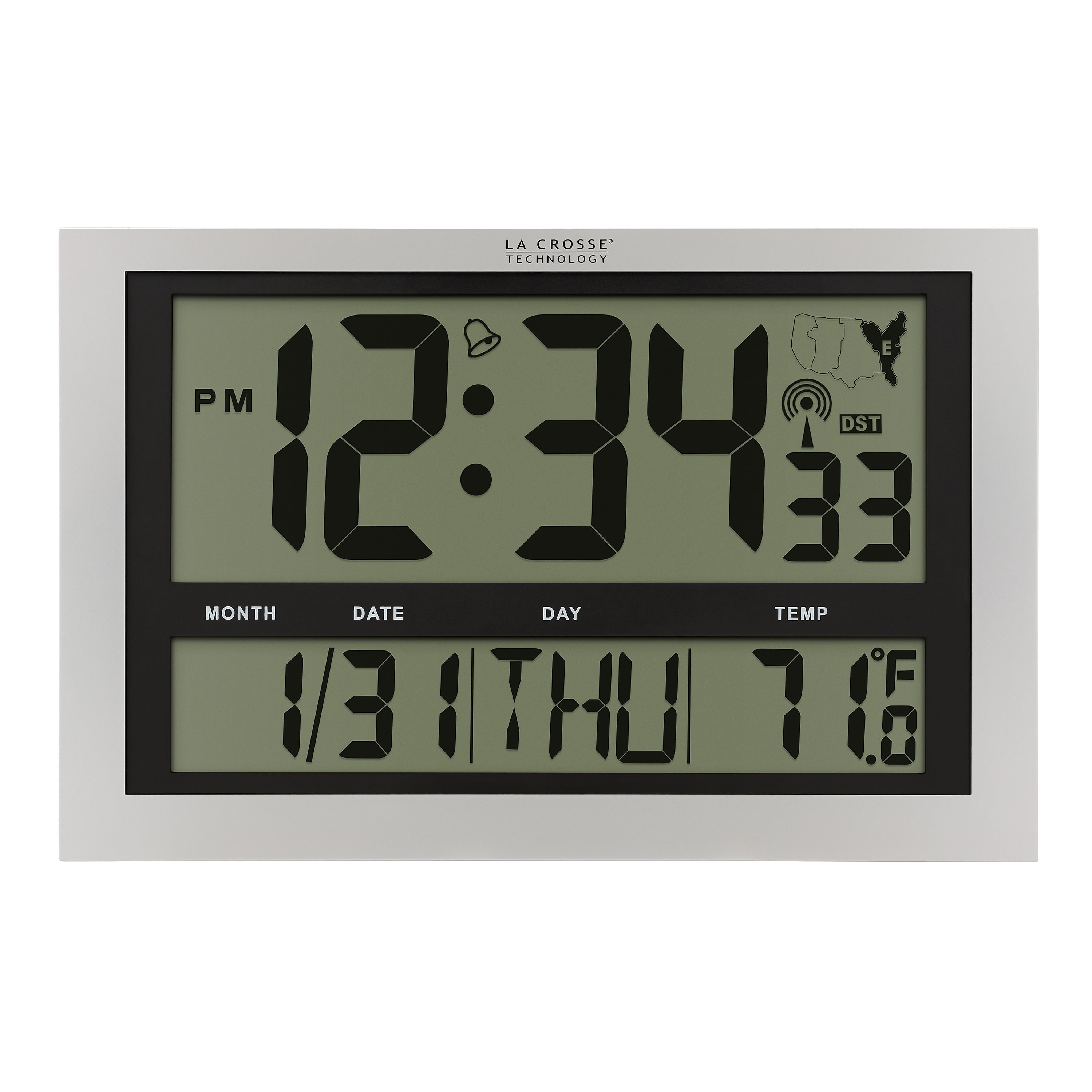 La Crosse Technology Atomic Wall/Table Clock, Plastic, 10.75"H x 16.75"W x 1.38"D (513-1211)