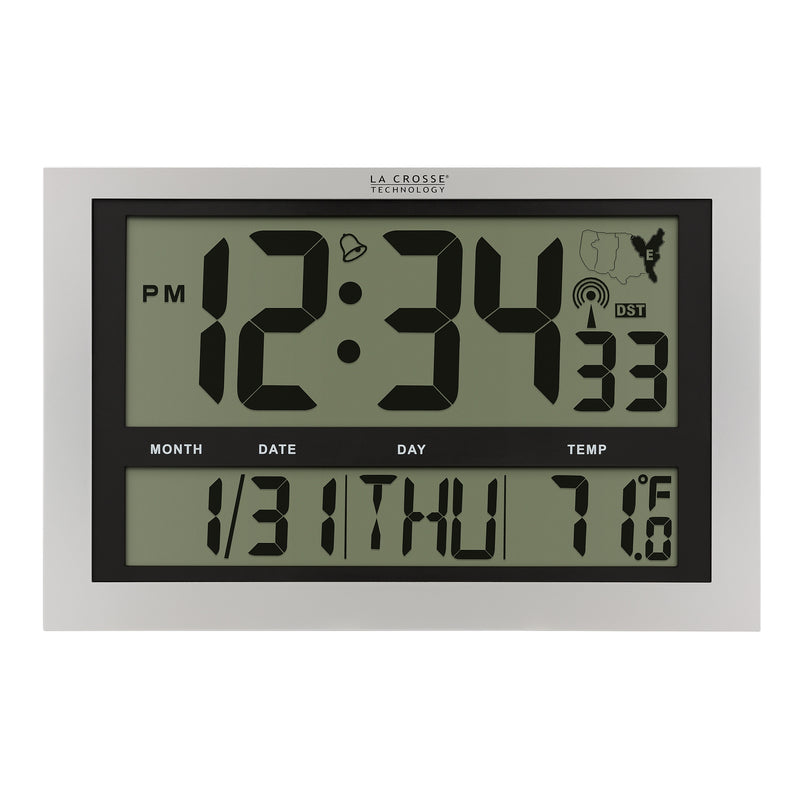 La Crosse Technology Atomic Wall/Table Clock, Plastic, 10.75"H x 16.75"W x 1.38"D (513-1211)