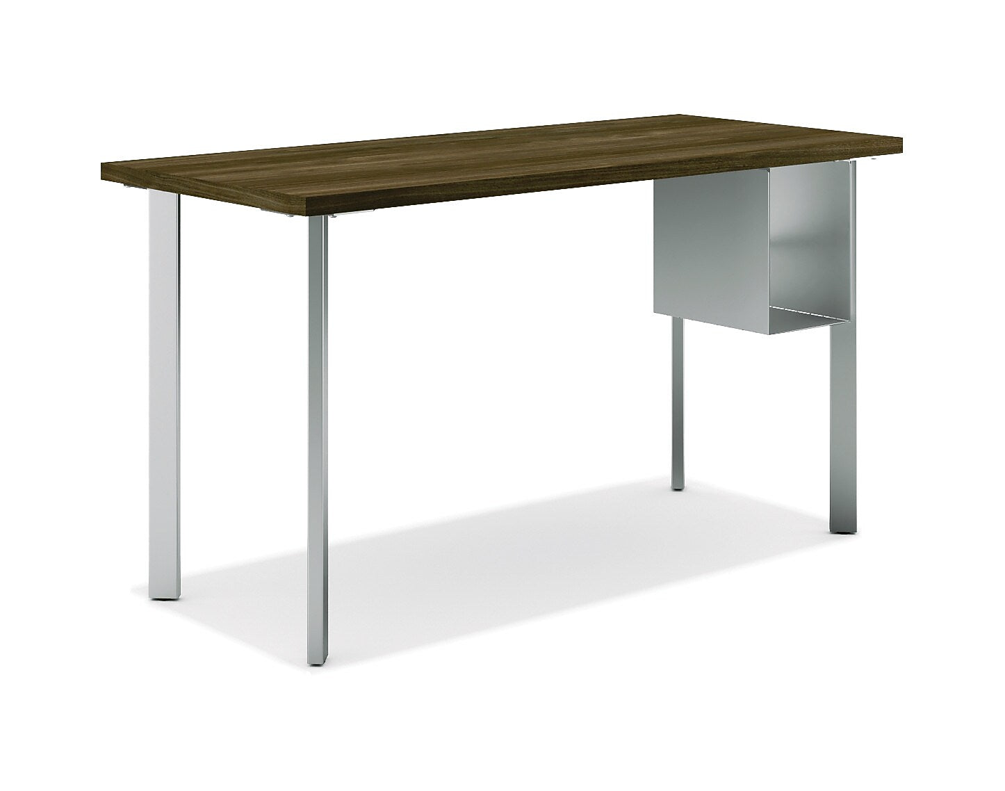 HON Coze 54"W Desk w/U-Storage, Florence Walnut and Silver (RPL2454FWP6S)