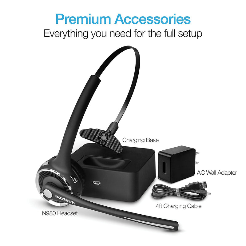 Naztech Wireless Noise Canceling Bluetooth On Ear Headset, Black (15183)