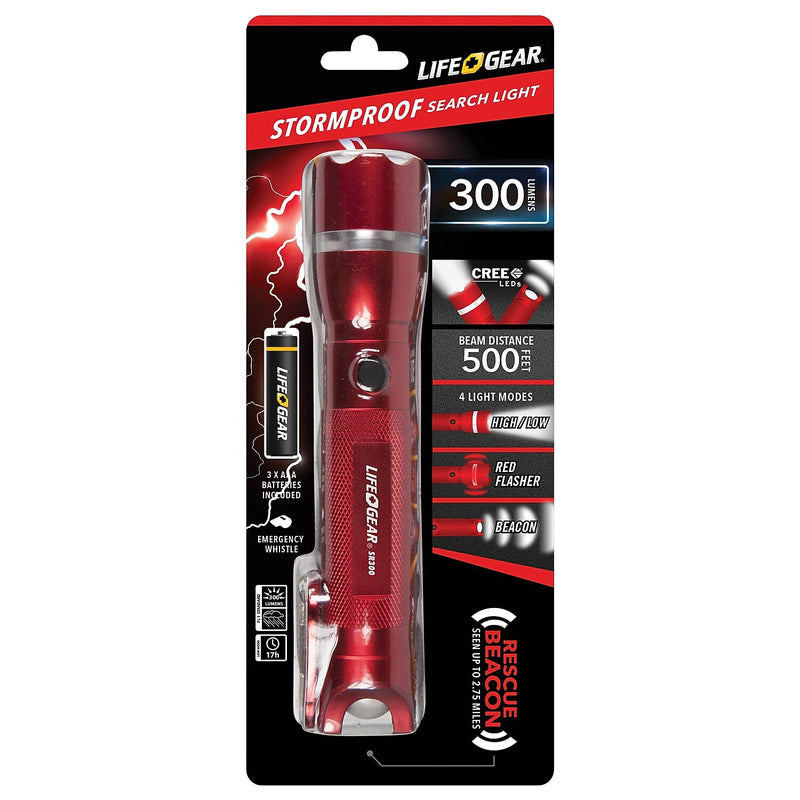 Life+Gear Search Light 300+ 7" LED Emergency Signaling Flashlight, Red (AA35-60538-RED)