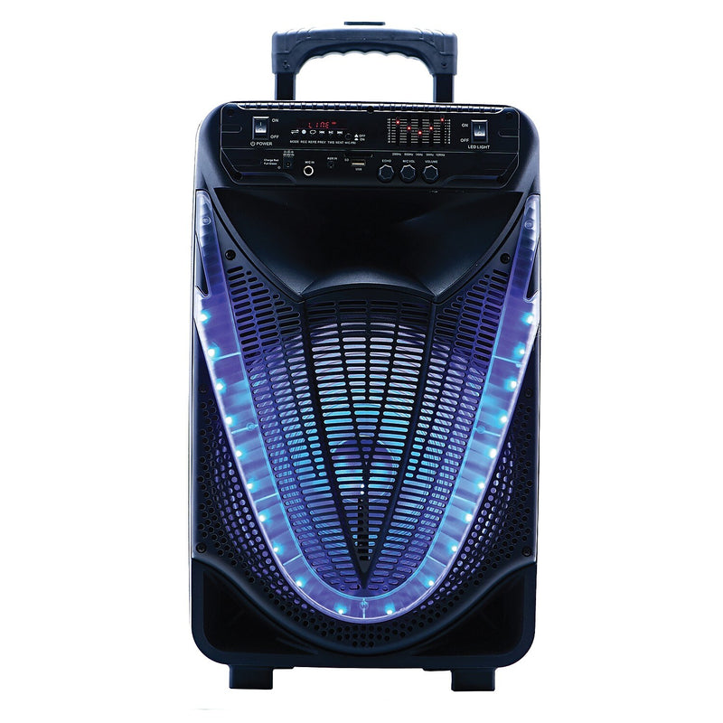 Naxa NDS-1233 Bluetooth Portable 12-Inch Party Speaker with Disco Light, Black