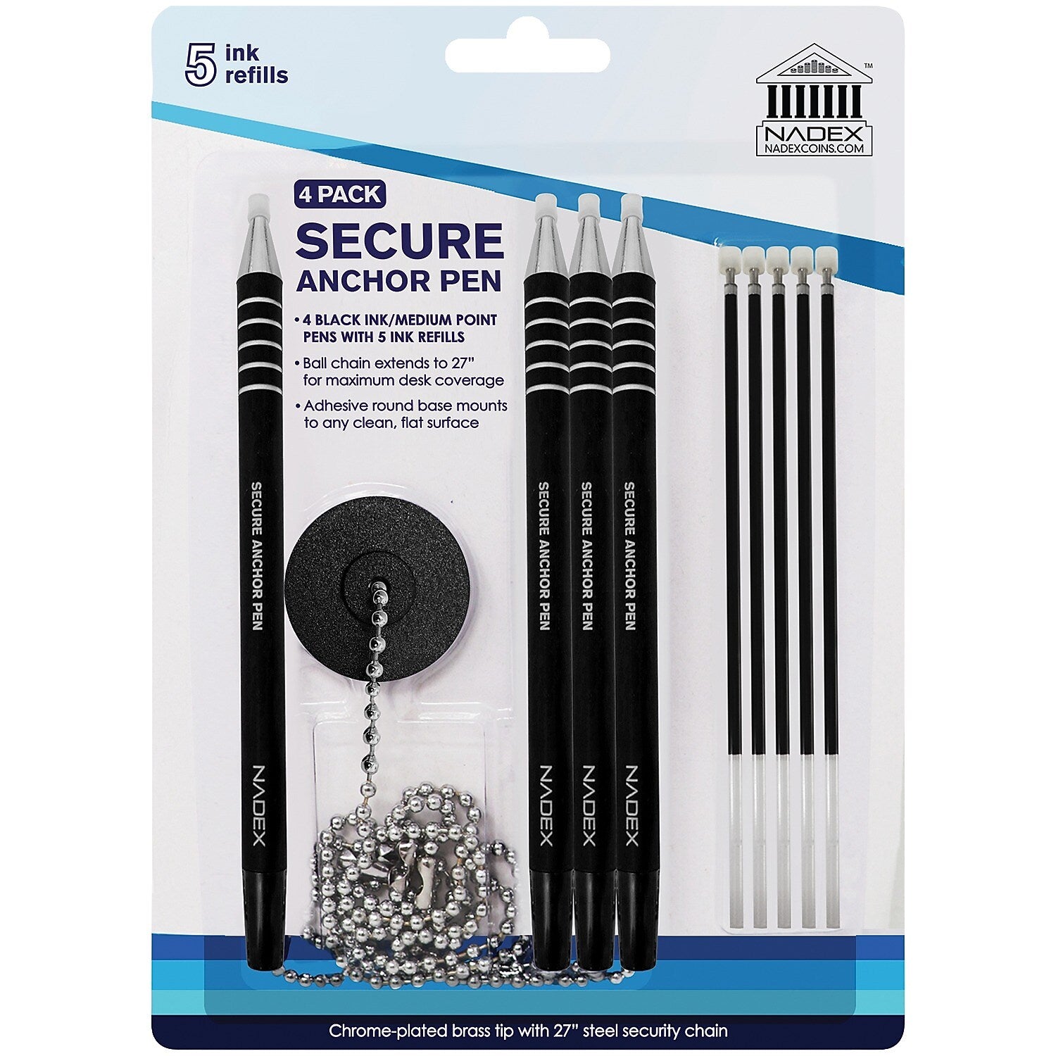 Nadex Coins Protected Pens, Black (NCS8-1177)