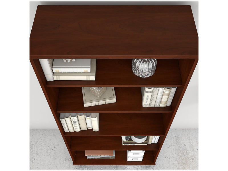 Bush Business Furniture Studio C 73"H 5-Shelf Bookcase with Adjustable Shelves, Hansen Cherry Laminated Wood (SCB136HC-Z)