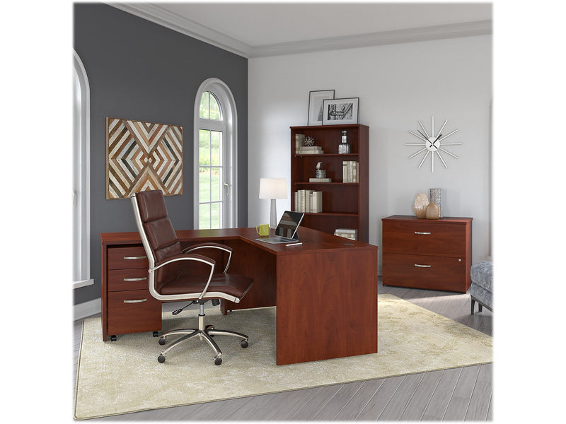 Bush Business Furniture Studio C 73"H 5-Shelf Bookcase with Adjustable Shelves, Hansen Cherry Laminated Wood (SCB136HC-Z)