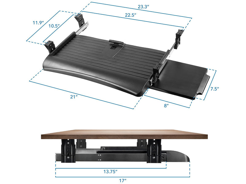 Mount-It! Adjustable Keyboard Shelf, Black (MI-7136)