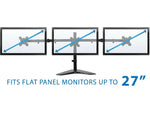 Mount-It! Adjustable Triple Monitor Stand, Up to 27", Black (MI-2789XL)