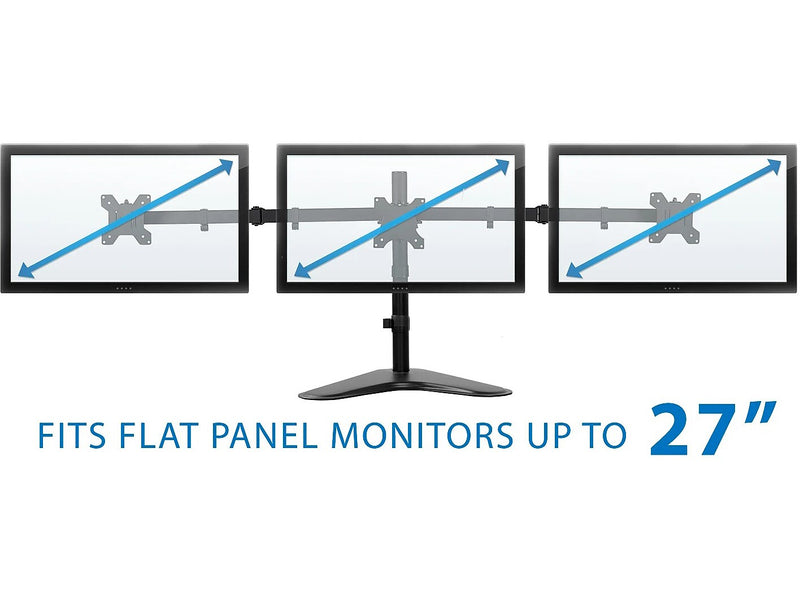 Mount-It! Adjustable Triple Monitor Stand, Up to 27", Black (MI-2789XL)
