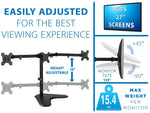 Mount-It! Adjustable Triple Monitor Stand, Up to 27", Black (MI-2789XL)
