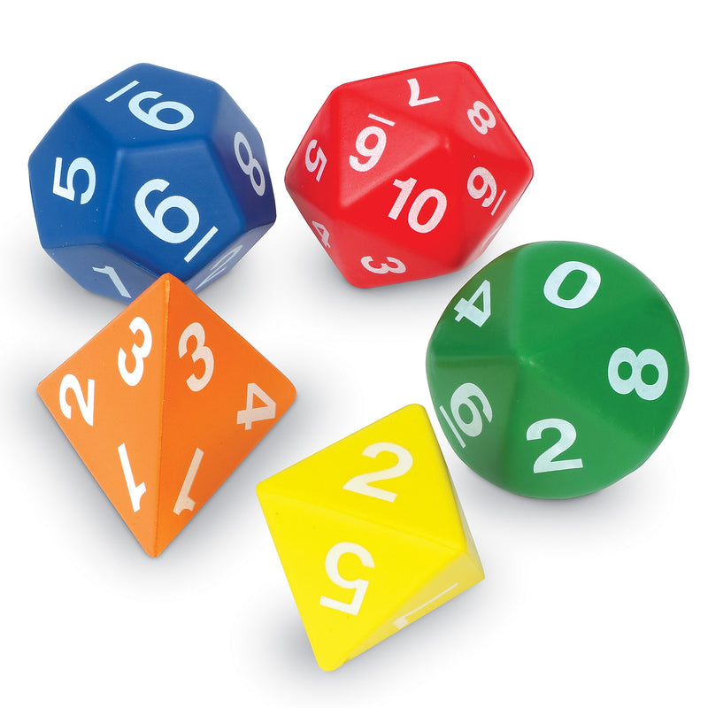 Learning Resources Jumbo Foam Polyhedral Dice, 5/Set (LER7694)