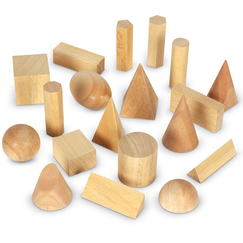 Learning Resources Wooden Geometric Solids, Set of 19 (LER4298)