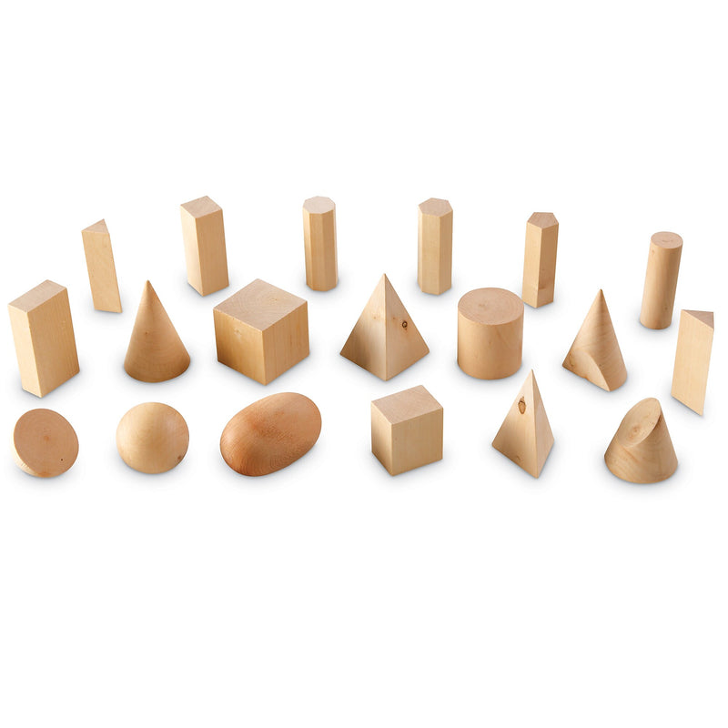 Learning Resources Wooden Geometric Solids, Set of 19 (LER4298)
