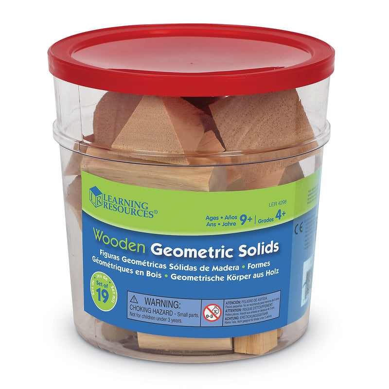 Learning Resources Wooden Geometric Solids, Set of 19 (LER4298)