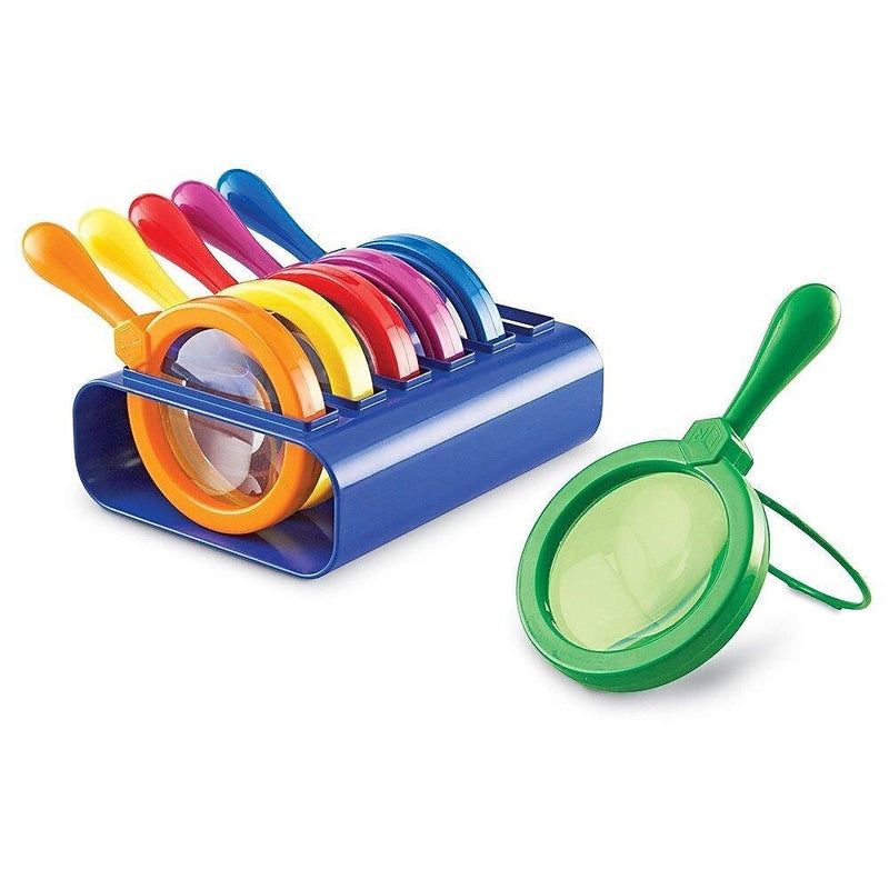 Learning Resources Primary Science Jumbo Magnifiers with Stand Science, 6 Pack (LER2884)