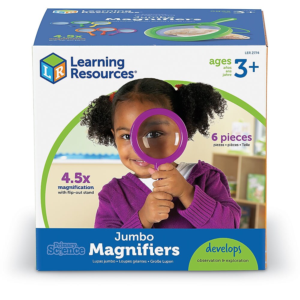 Learning Resources Primary Science Jumbo Magnifier, Set of 6 (LER2774)