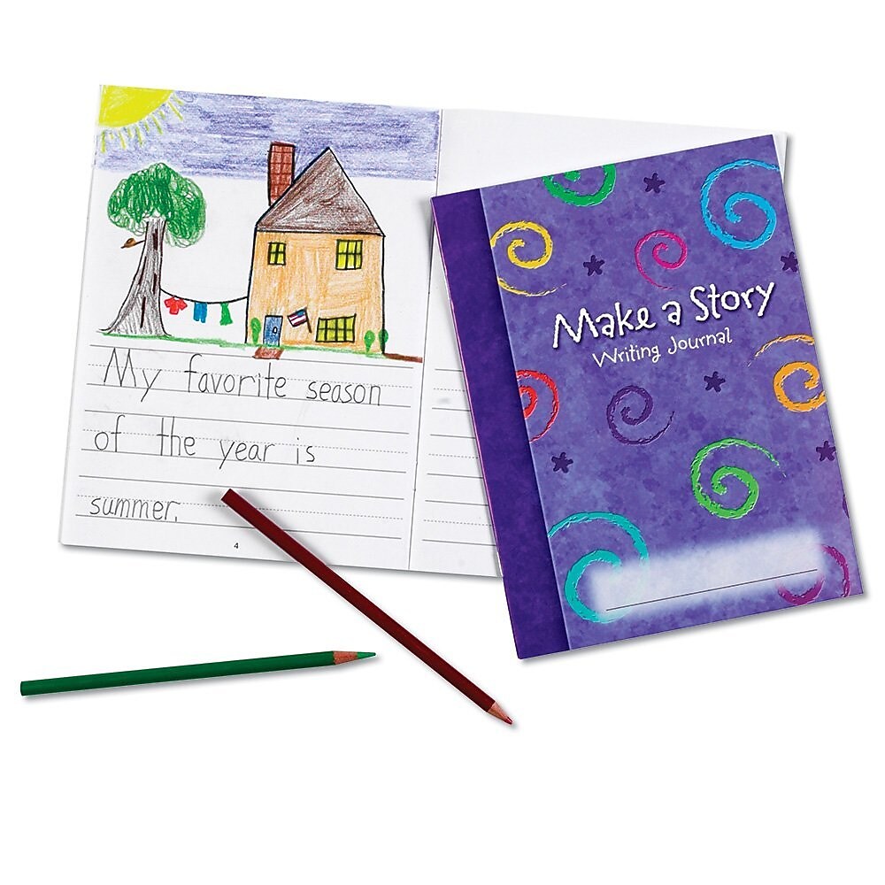 Learning Resources Make a Story Writing Hardcover Journal, 7" x 9", Purple, 10/Set (LER3469)