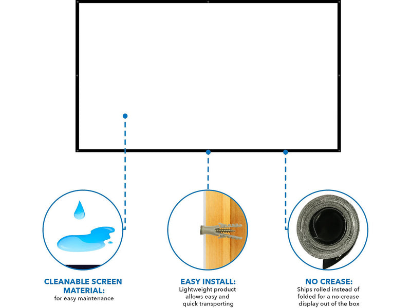 Mount-It! 100" Manual Wall & Ceiling Projector Screen, Black/Matte White (MI-640)