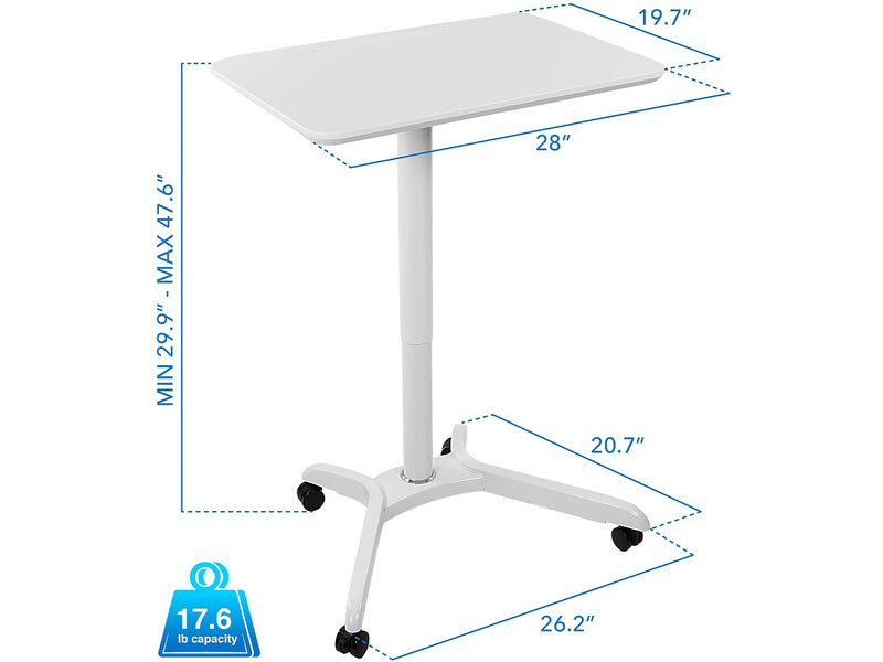 Mount-It! Metal Mobile Presentation Cart with Lockable Wheels, White (MI-7975)