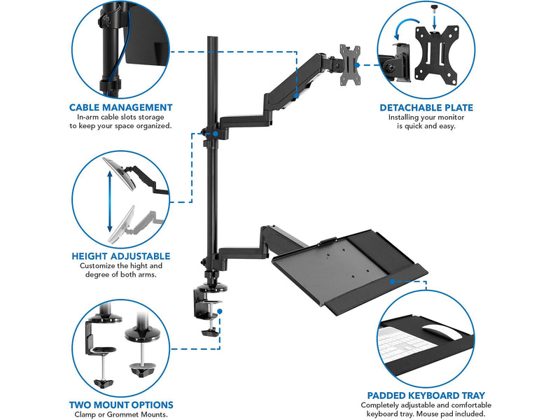 Mount-It! Adjustable Monitor Mount, Up to 32", Black (MI-7995)
