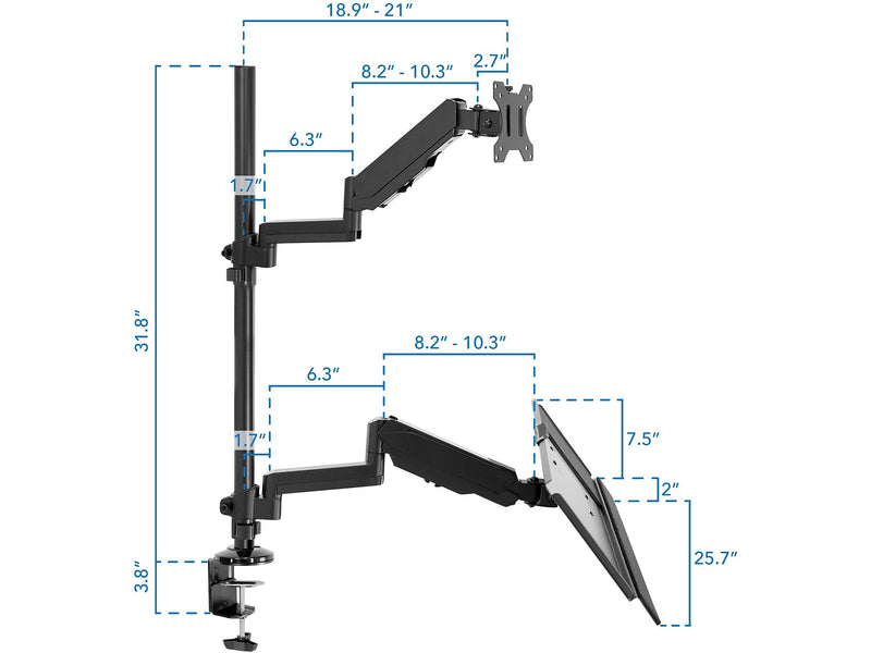 Mount-It! Adjustable Monitor Mount, Up to 32", Black (MI-7995)
