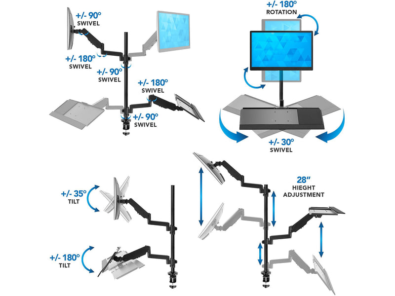 Mount-It! Adjustable Monitor Mount, Up to 32", Black (MI-7995)