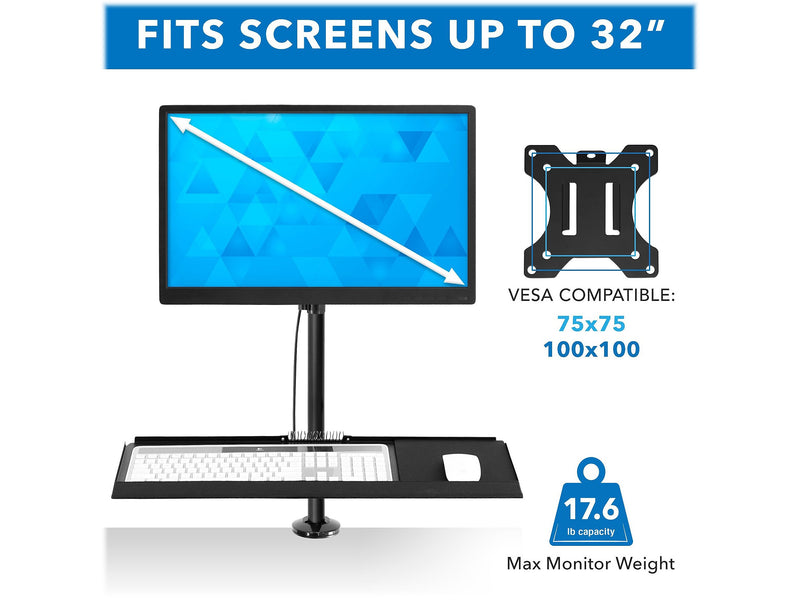 Mount-It! Adjustable Monitor Mount, Up to 32", Black (MI-7995)