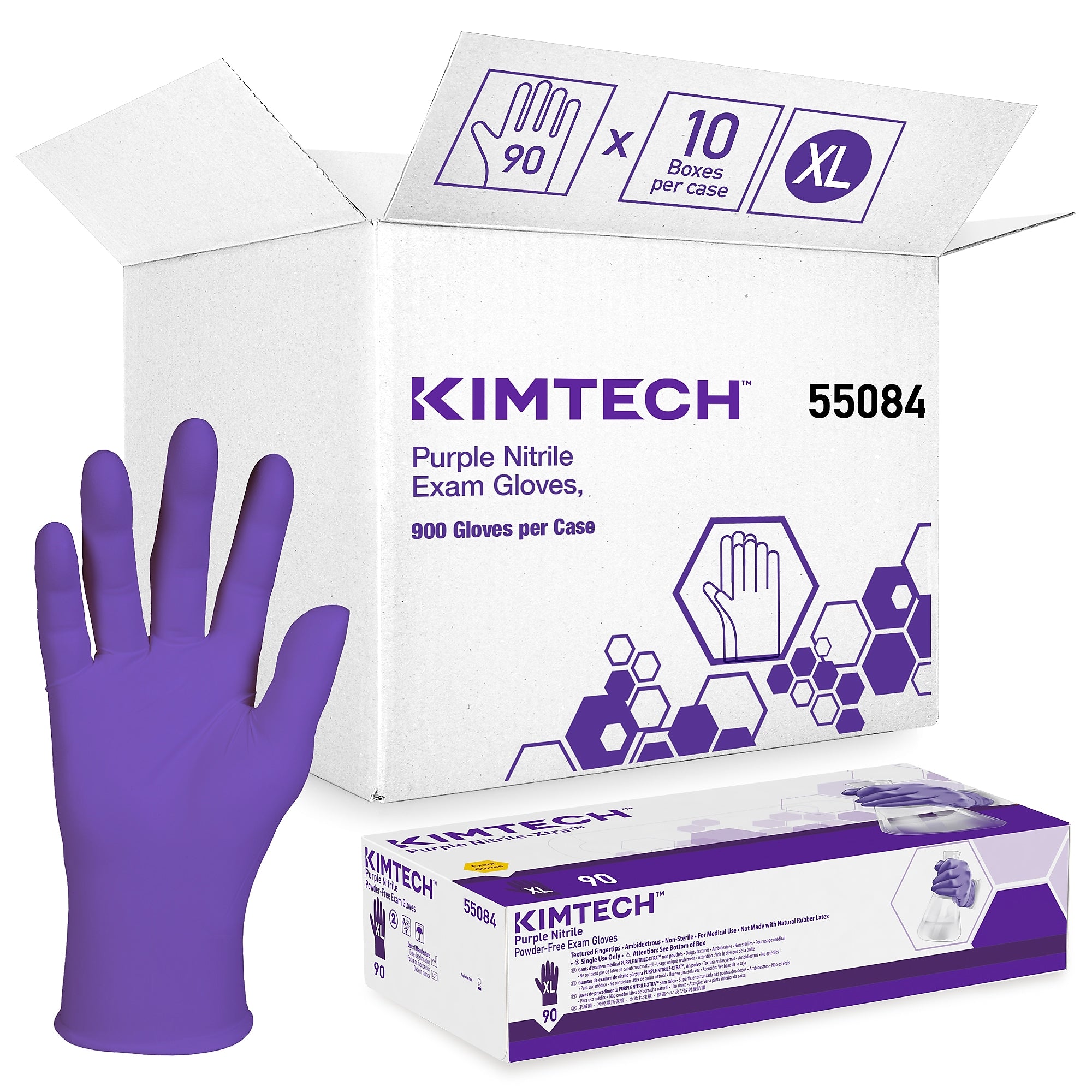 Kimberly-Clark Powder Free Purple Nitrile Exam Gloves, XL, 90 Gloves/Box, 10 Boxes/Carton (KCC 55084CT)