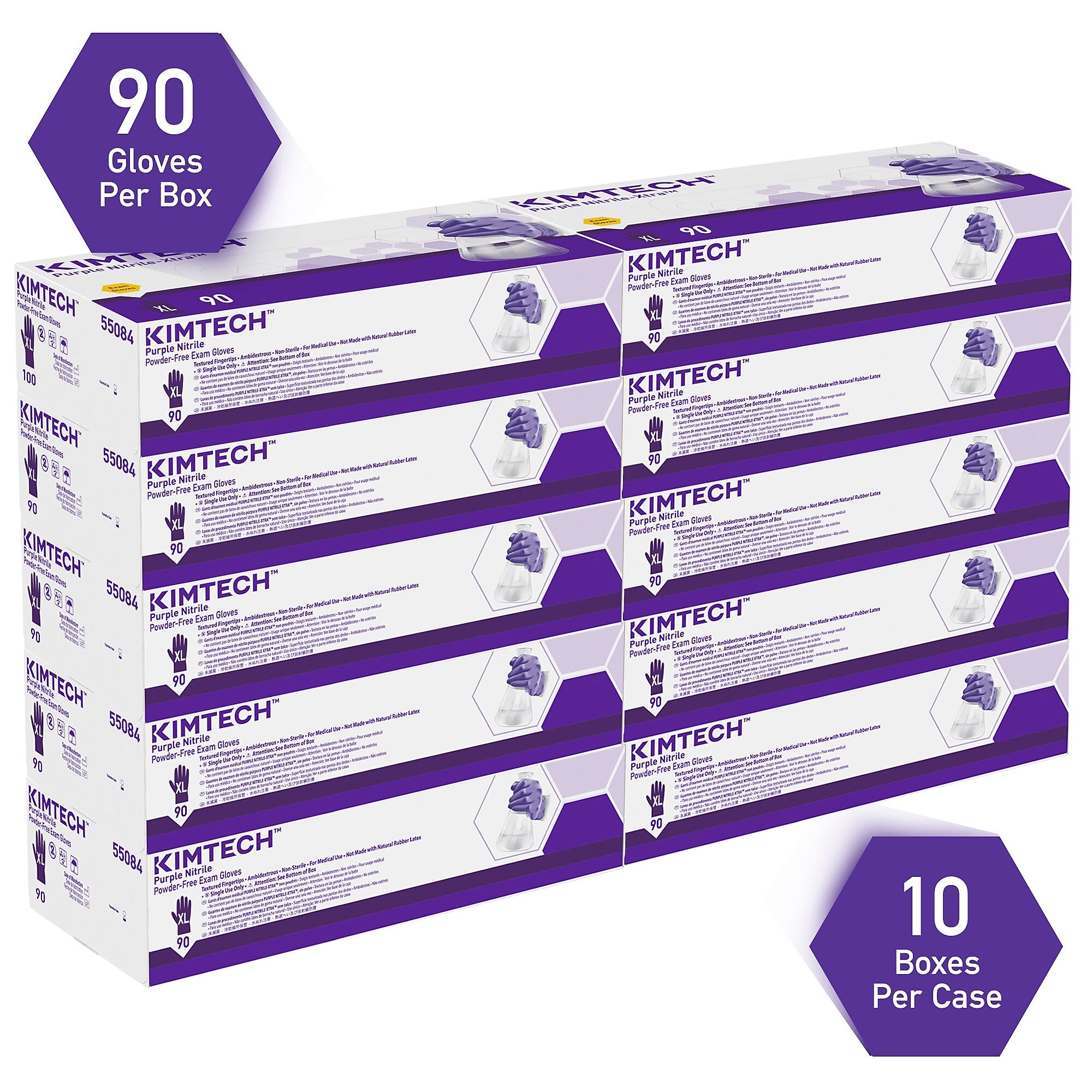 Kimberly-Clark Powder Free Purple Nitrile Exam Gloves, XL, 90 Gloves/Box, 10 Boxes/Carton (KCC 55084CT)