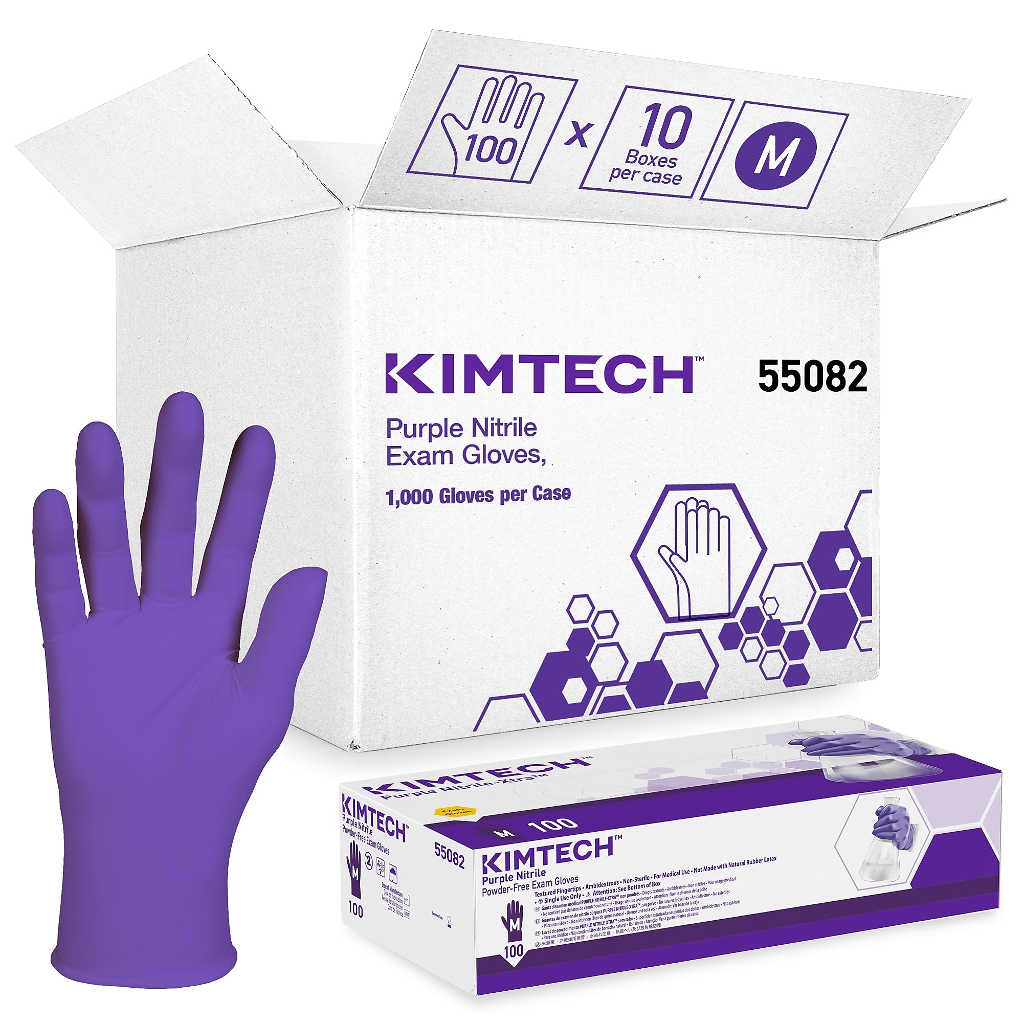 Kimberly-Clark Powder Free Nitrile Gloves, Medium, Purple, 100 Gloves/Box, 10 Boxes/Carton (55082)