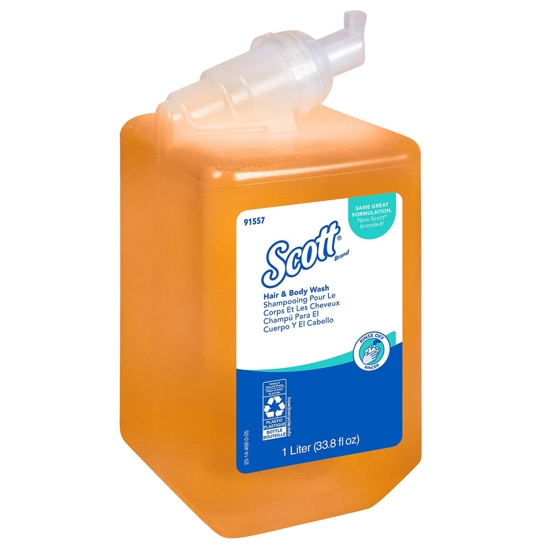 Scott Essential 1L Hair & Body Wash, Fresh Citrus Scent, 6/Carton (91557)