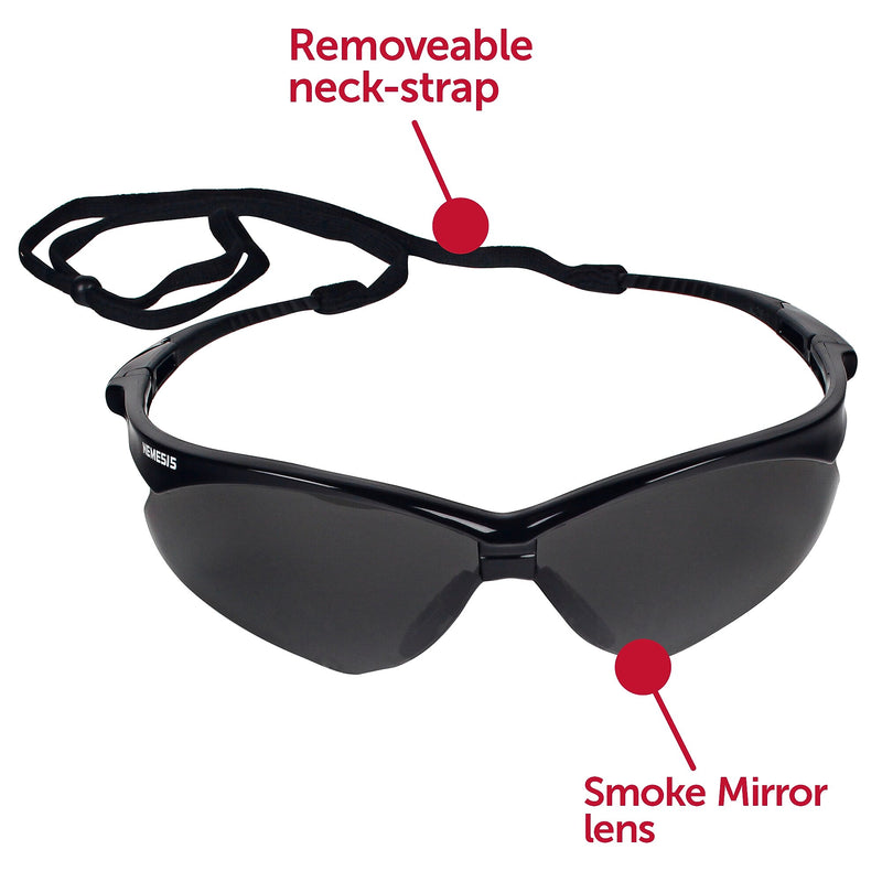 Jackson Safety Nemesis Polycarbonate Safety Glasses, Smoke Mirror Lens (25688)